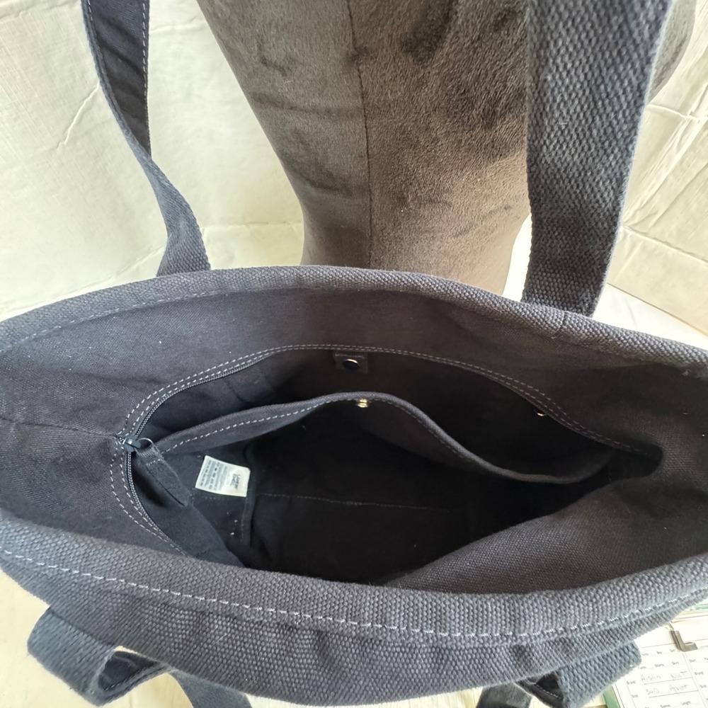 Lands End Canvas Zip Top Carry All Tote Bag Radiant Navy Blue 505515 - Picture 4 of 8
